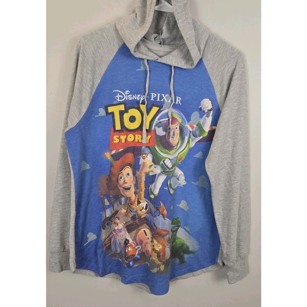 Disney Parks Toy Story Buzz & Woody Women MED Hooded Long Sleeve T-Shirt License